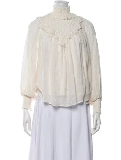 Pre-owned Zimmermann Printed Long Sleeve Blouse In White