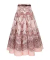 Zimmermann Printed Linen Blend Crush Skirt In Pink