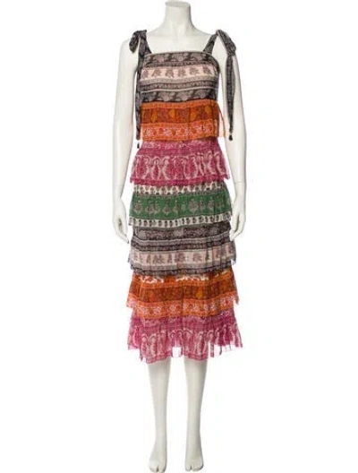 Pre-owned Zimmermann Printed Midi Length Dress In Neutral