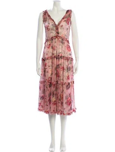 Pre-owned Zimmermann Printed Midi Length Dress In Pink