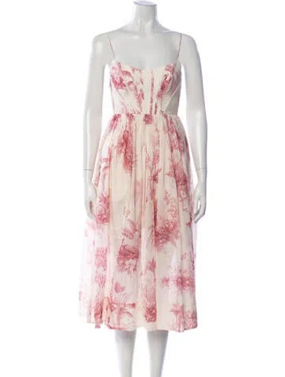 Pre-owned Zimmermann Printed Midi Length Dress In Pink