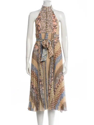 Pre-owned Zimmermann Printed Midi Length Dress W/ Tags In Neutral