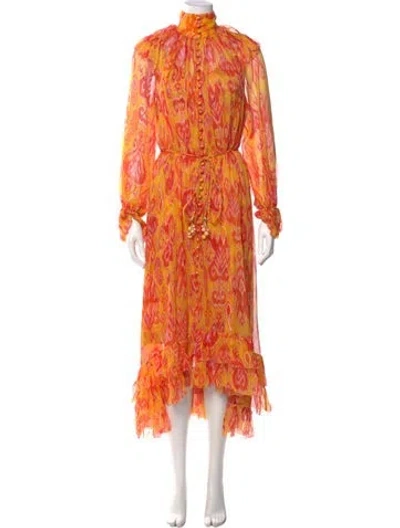 Pre-owned Zimmermann Printed Midi Length Dress In Yellow