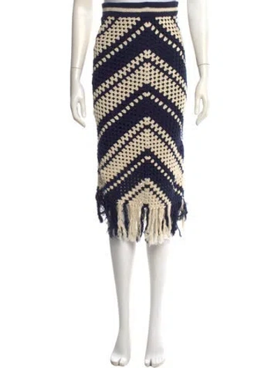 Pre-owned Zimmermann Printed Midi Length Skirt In Blue