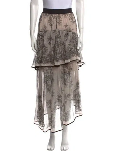 Pre-owned Zimmermann Printed Midi Length Skirt In Gray