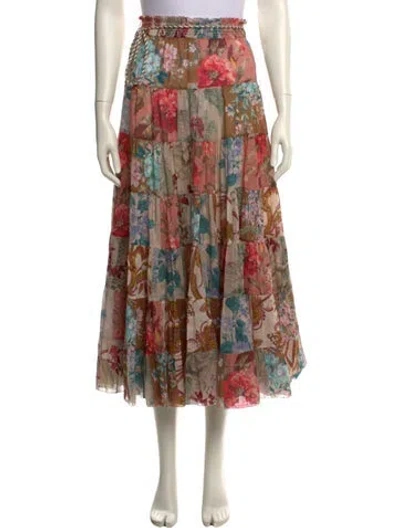 Pre-owned Zimmermann Printed Midi Length Skirt In Neutral