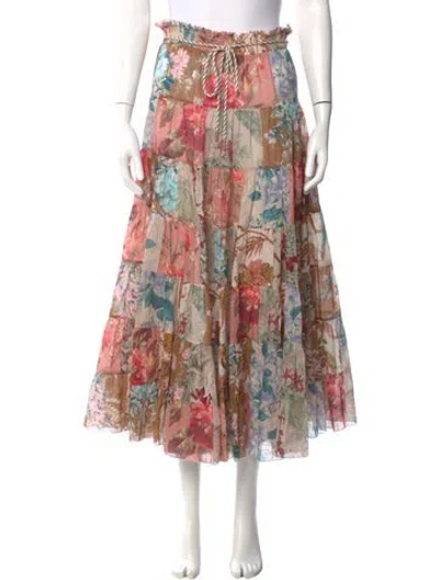 Pre-owned Zimmermann Printed Midi Length Skirt In Neutral