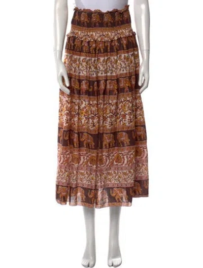 Pre-owned Zimmermann Printed Midi Length Skirt In Orange