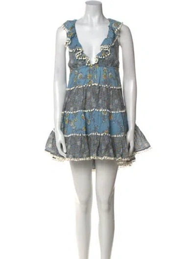 Pre-owned Zimmermann Printed Mini Dress In Blue