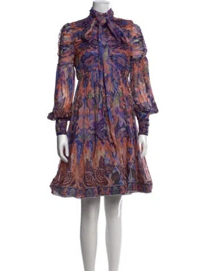 Pre-owned Zimmermann Printed Mini Dress In Blue