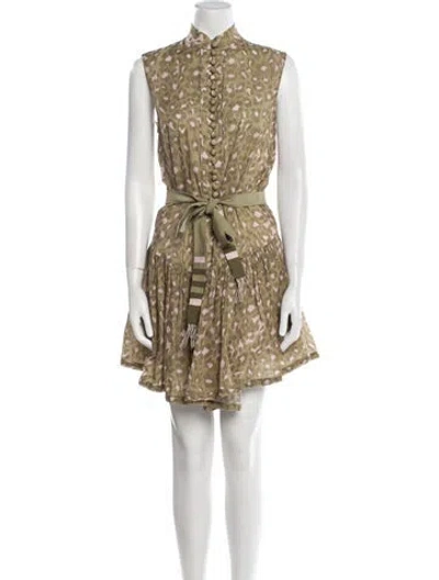 Pre-owned Zimmermann Printed Mini Dress In Green