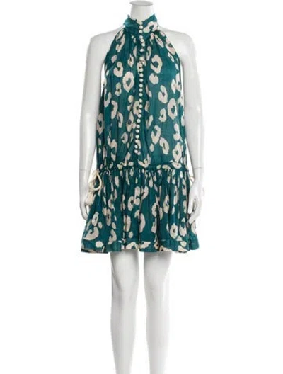 Pre-owned Zimmermann Printed Mini Dress In Green