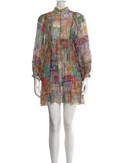 Pre-owned Zimmermann Printed Mini Dress In Green