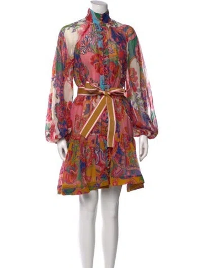 Pre-owned Zimmermann Printed Mini Dress In Multi