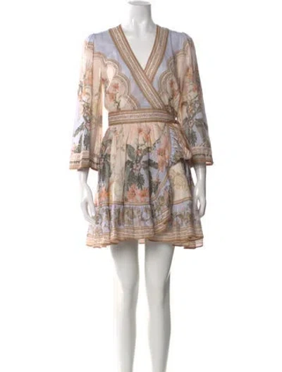 Pre-owned Zimmermann Printed Mini Dress In Neutral