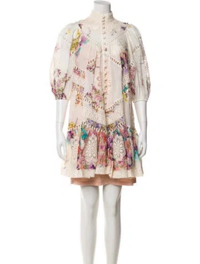 Pre-owned Zimmermann Printed Mini Dress In Neutral