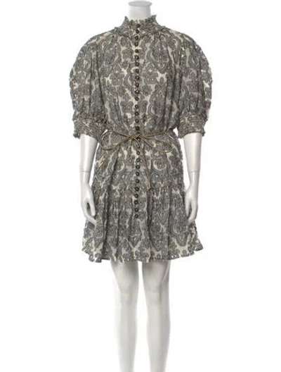 Pre-owned Zimmermann Printed Mini Dress In Neutral
