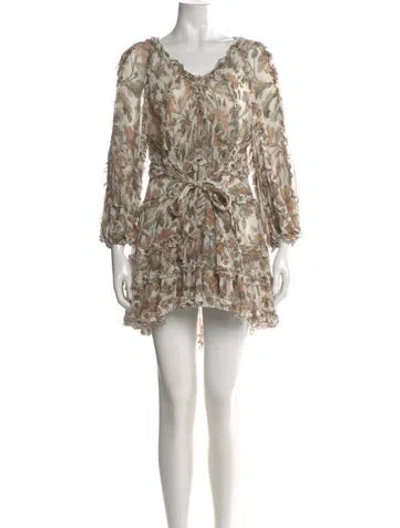 Pre-owned Zimmermann Printed Mini Dress In Neutral