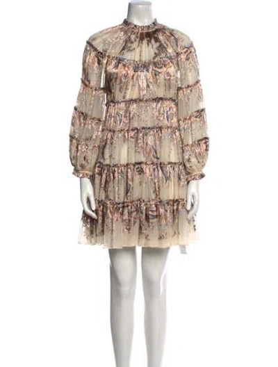 Pre-owned Zimmermann Printed Mini Dress In Neutral