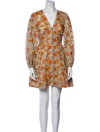 Pre-owned Zimmermann Printed Mini Dress In Neutral
