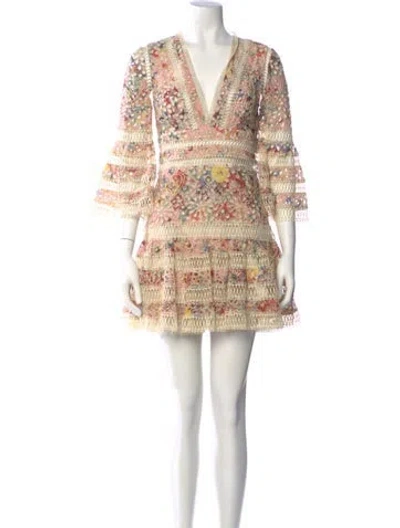 Pre-owned Zimmermann Printed Mini Dress In Neutral