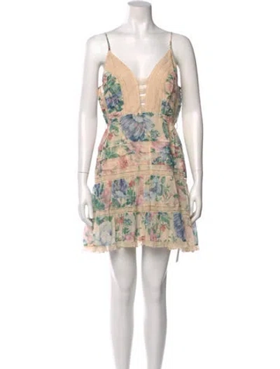 Pre-owned Zimmermann Printed Mini Dress In Neutral