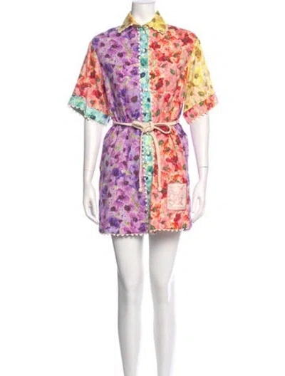 Pre-owned Zimmermann Printed Mini Dress In Neutral