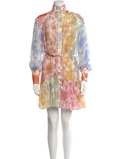 Pre-owned Zimmermann Printed Mini Dress In Neutral