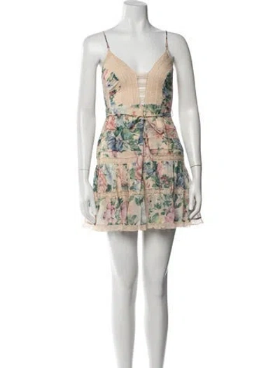 Pre-owned Zimmermann Printed Mini Dress In Neutral