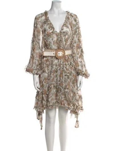 Pre-owned Zimmermann Printed Mini Dress In Neutral