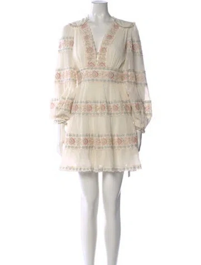 Pre-owned Zimmermann Printed Mini Dress In Neutral