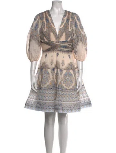 Pre-owned Zimmermann Printed Mini Dress In Neutrals