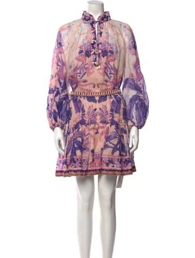 Pre-owned Zimmermann Printed Mini Dress In Pink