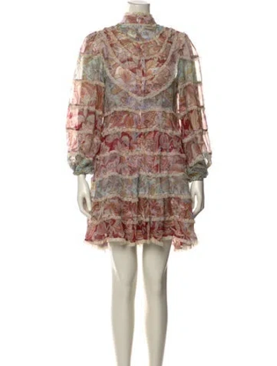 Pre-owned Zimmermann Printed Mini Dress In Pink