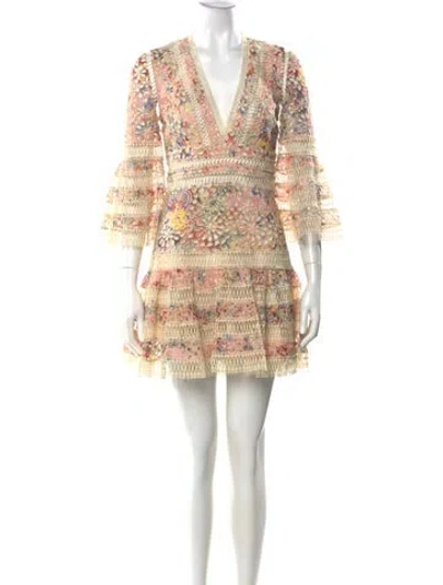Pre-owned Zimmermann Printed Mini Dress In Pink
