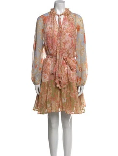 Pre-owned Zimmermann Printed Mini Dress In Pink