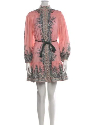 Pre-owned Zimmermann Printed Mini Dress In Pink