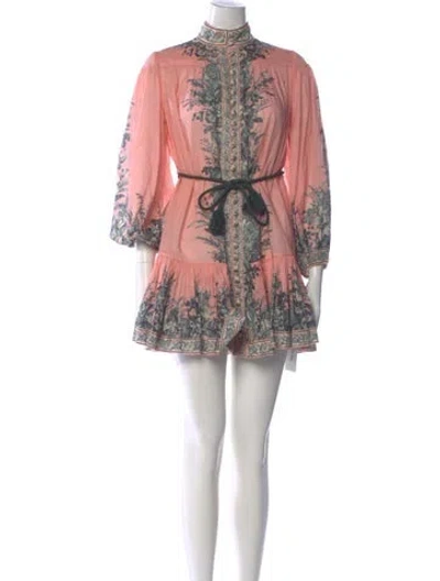 Pre-owned Zimmermann Printed Mini Dress In Pink