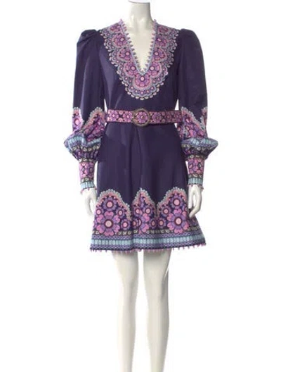Pre-owned Zimmermann Printed Mini Dress In Purple