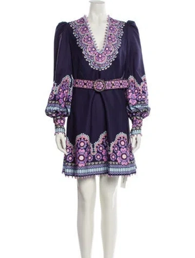 Pre-owned Zimmermann Printed Mini Dress In Purple