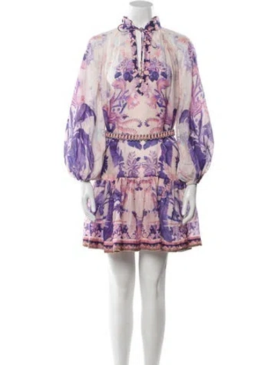 Pre-owned Zimmermann Printed Mini Dress In Purple