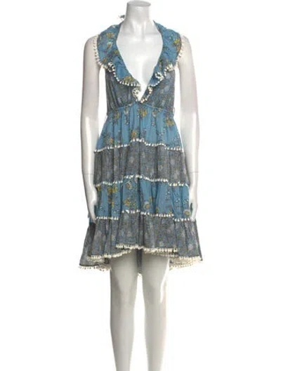 Pre-owned Zimmermann Printed Mini Dress W/ Tags In Blue