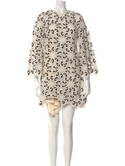 Pre-owned Zimmermann Printed Mini Dress W/ Tags In Neutral