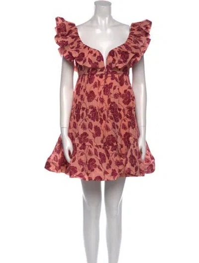 Pre-owned Zimmermann Printed Mini Dress W/ Tags In Pink