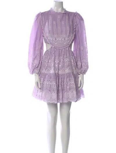 Pre-owned Zimmermann Printed Mini Dress W/ Tags In Purple
