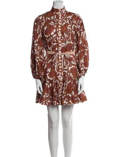 Pre-owned Zimmermann Printed Mini Dress W/ Tags In White