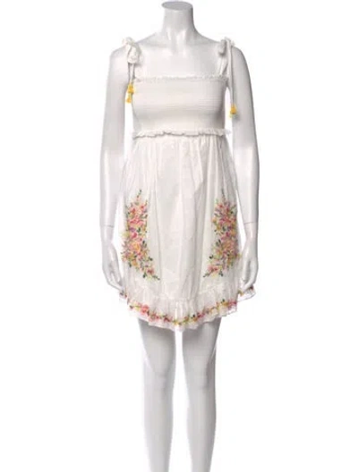 Pre-owned Zimmermann Printed Mini Dress In White