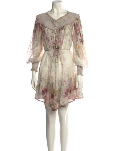 Pre-owned Zimmermann Printed Mini Dress In White