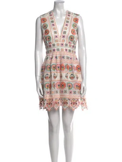 Pre-owned Zimmermann Printed Mini Dress In White