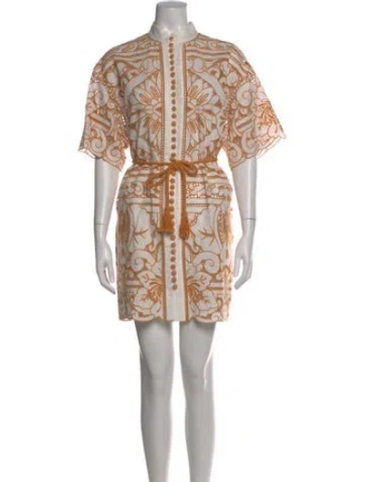 Pre-owned Zimmermann Printed Mini Dress In White